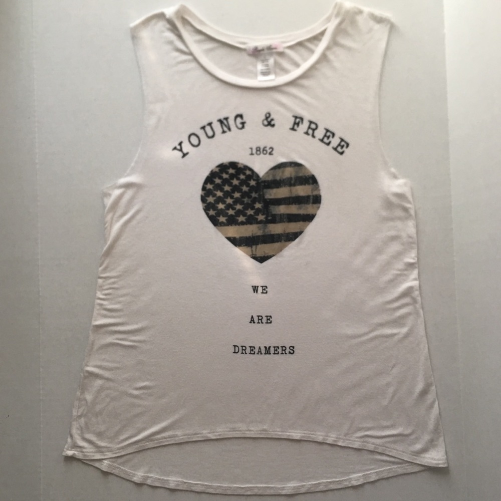 Purple Snow Young & Free 1862 White Tank Top L